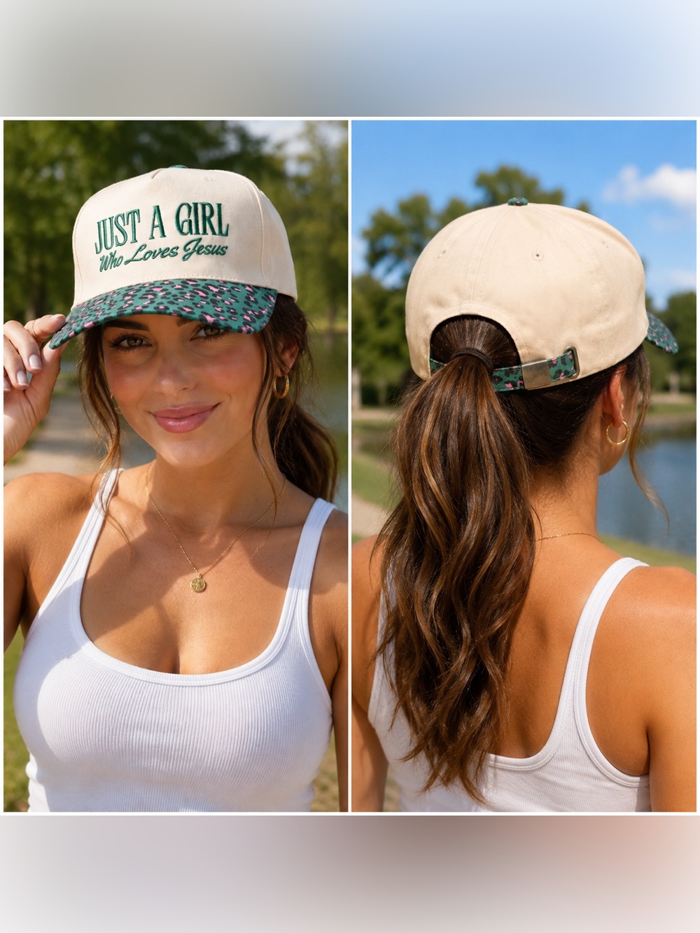 🆕 “Just a Girl Who Loves Jesus” Two Tone Trucker Hat Embroidered Adjustable Cap